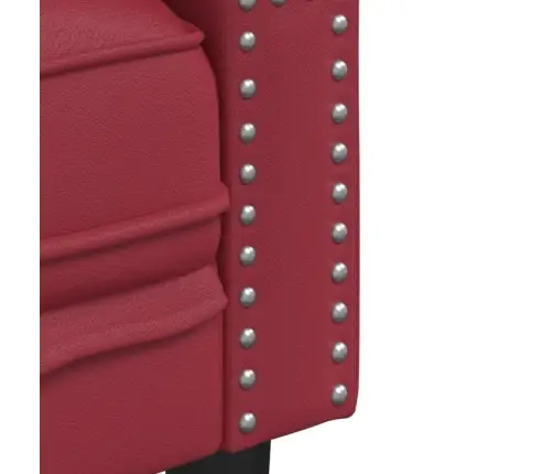 Divvietīgs Chesterfield Dīvāns, Vīnsarkans Mākslīgā Āda Vidaxl