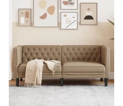 Divvietīgs Chesterfield Dīvāns, Kapučīno Mākslīgā Āda Vidaxl