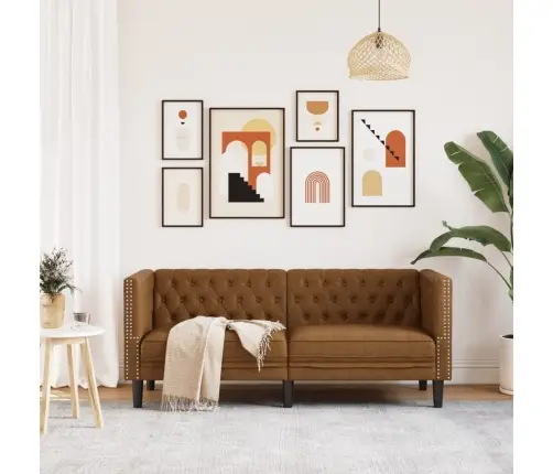 Chesterfieldi Kahekohaline, Pruun, Kunstnahast Diivan