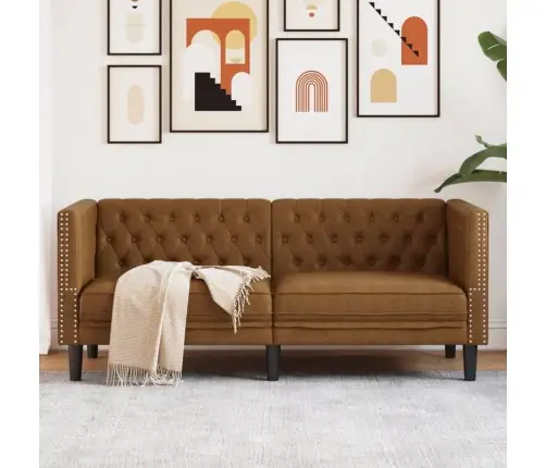 Chesterfieldi Kahekohaline, Pruun, Kunstnahast Diivan