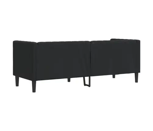 Chesterfield Sofa 3-Seater Melna Mākslīgā Āda Vidaxl Chesterfield Sofa 3-Seater Melna Mākslīgā Āda Vidaxl