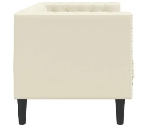 Trivietė Chesterfield Sofa, Kreminės Spalvos, Dirbtinė Oda