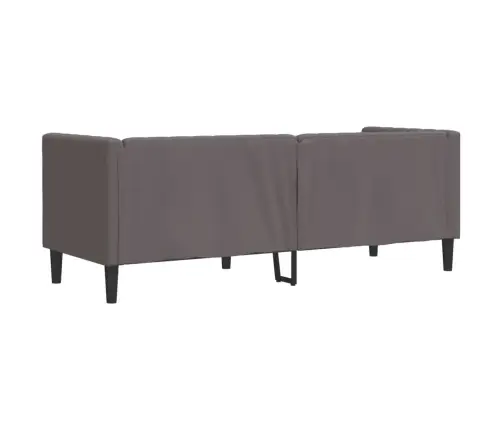 Chesterfield Sofa 3-Seater Pelēks Mākslīgā Āda Vidaxl