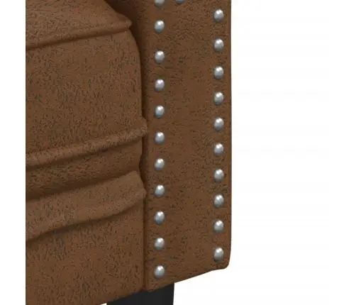 Trivietė Chesterfield Sofa, Rudos Spalvos, Dirbtinė Versta Oda