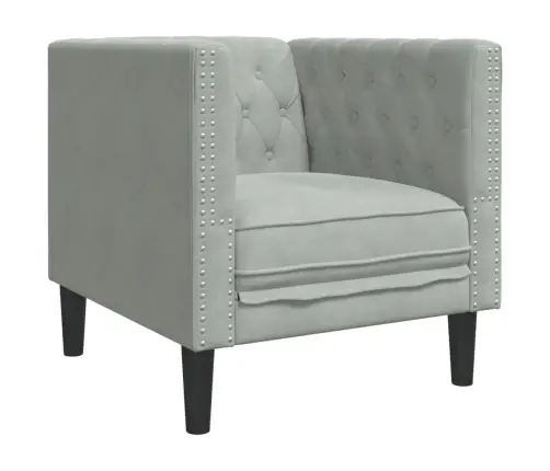 Chesterfield Atpūtas Krēsls, Gaiši Pelēks Samts Vidaxl
