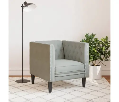 Chesterfield Atpūtas Krēsls, Gaiši Pelēks Samts Vidaxl