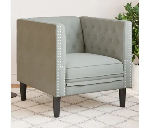 Chesterfield Atpūtas Krēsls, Gaiši Pelēks Samts Vidaxl