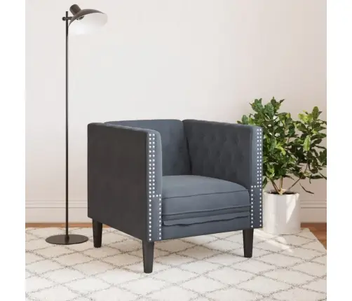 Chesterfield Atpūtas Krēsls, Tumši Pelēks Samts Vidaxl