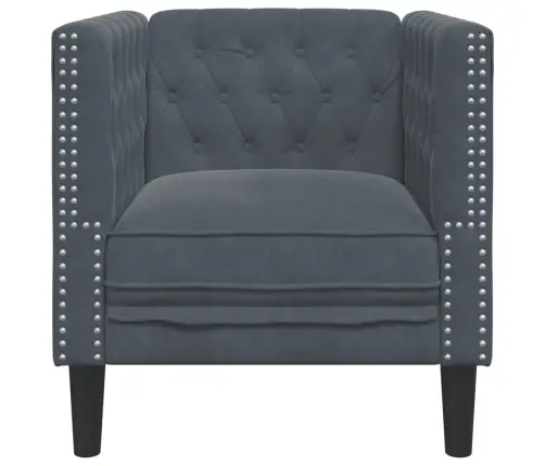 Chesterfield Atpūtas Krēsls, Tumši Pelēks Samts Vidaxl