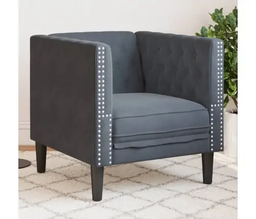 Chesterfield Atpūtas Krēsls, Tumši Pelēks Samts Vidaxl