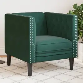 Chesterfield Atpūtas Krēsls, Tumši Zaļš Samts Vidaxl