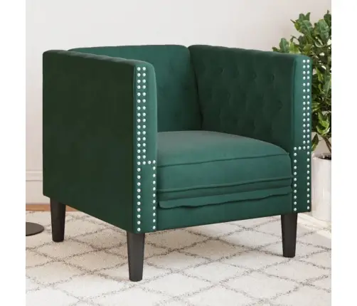 Chesterfield Atpūtas Krēsls, Tumši Zaļš Samts Vidaxl