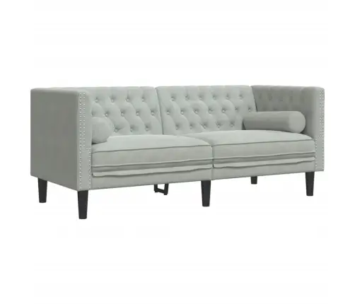 Chesterfield Dīvāns Ar Balstiem, Divvietīgs, Gaiši Pelēks Samts Vidaxl Chesterfield Dīvāns Ar Balstiem, Divvietīgs, Gaiši Pelēks Samts Vidaxl