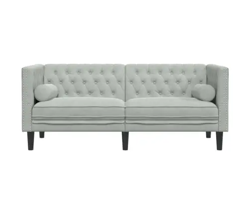 Chesterfield Dīvāns Ar Balstiem, Divvietīgs, Gaiši Pelēks Samts Vidaxl Chesterfield Dīvāns Ar Balstiem, Divvietīgs, Gaiši Pelēks Samts Vidaxl