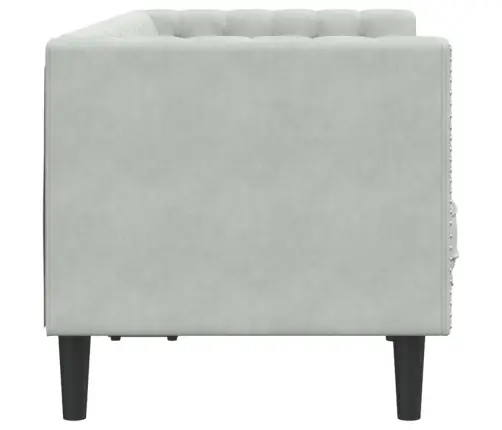 Chesterfield Dīvāns Ar Balstiem, Divvietīgs, Gaiši Pelēks Samts Vidaxl Chesterfield Dīvāns Ar Balstiem, Divvietīgs, Gaiši Pelēks Samts Vidaxl