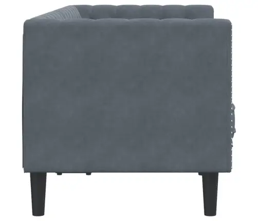 Dvivietė Chesterfield Sofa Su Pagalvėlėmis, Pilka, Aksomas