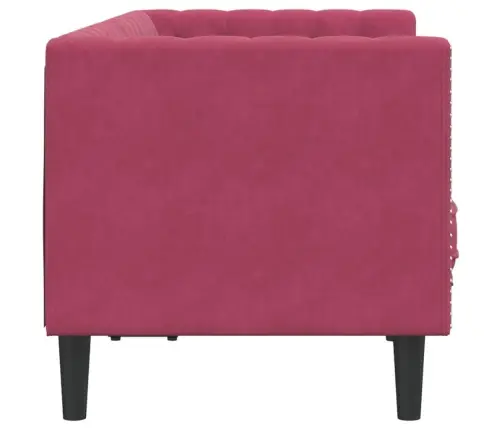 Dvivietė Chesterfield Sofa Su Pagalvėlėmis, Raudona, Aksomas