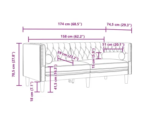 Dvivietė Chesterfield Sofa Su Pagalvėlėmis, Raudona, Aksomas