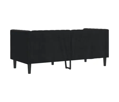Chesterfield Dīvāns Ar Balstiem, Divvietīgs, Melns Samts Vidaxl