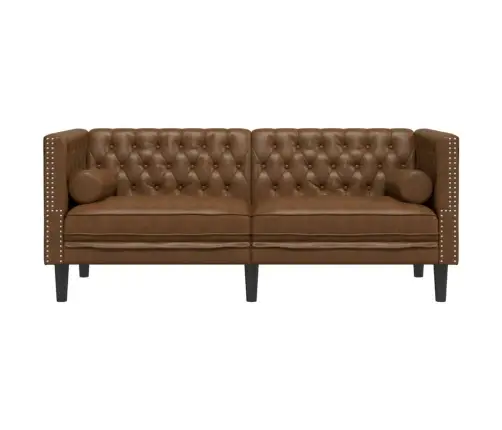 Chesterfield Dīvāns Ar Balstiem, Divvietīgs, Brūns Vidaxl