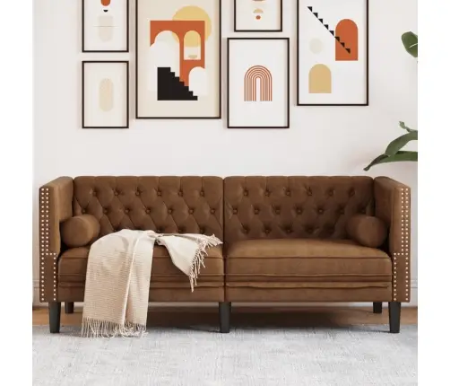 Chesterfield Dīvāns Ar Balstiem, Divvietīgs, Brūns Vidaxl