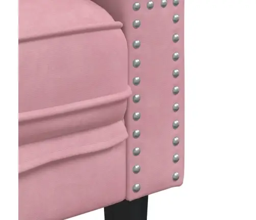 Trivietė Chesterfield Sofa Su Pagalvėlėmis, Rožinė, Aksomas
