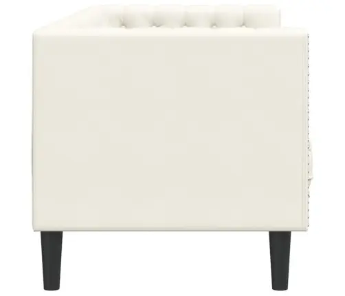 Chesterfield Dīvāns Ar Balstiem, Trīsvietīgs, Krēmkrāsas Samts Vidaxl