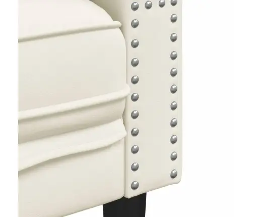 Chesterfield Dīvāns Ar Balstiem, Trīsvietīgs, Krēmkrāsas Samts Vidaxl