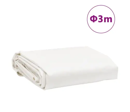 Brezenta Pārklājs, Balts, Ø 3 M, 650 G/M² Vidaxl