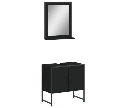 2-Osaline Vannitoakapi Komplekt, Must, Tehispuit