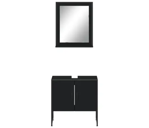 2-Osaline Vannitoakapi Komplekt, Must, Tehispuit