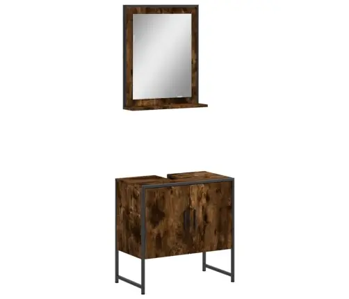 2-Daļīgs Vannasistabas Skapīšu Komplekts, Ozolkoka Krāsa, Koks Vidaxl