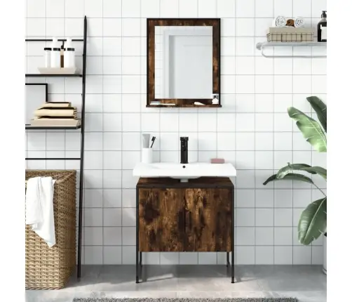 2-Daļīgs Vannasistabas Skapīšu Komplekts, Ozolkoka Krāsa, Koks Vidaxl