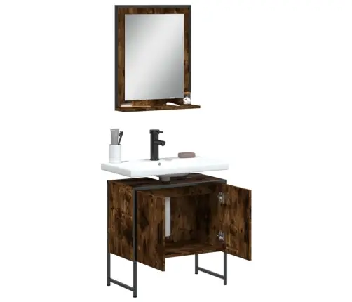 2-Daļīgs Vannasistabas Skapīšu Komplekts, Ozolkoka Krāsa, Koks Vidaxl