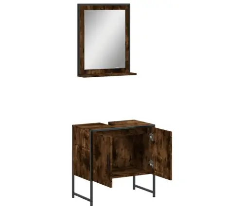 2-Daļīgs Vannasistabas Skapīšu Komplekts, Ozolkoka Krāsa, Koks Vidaxl