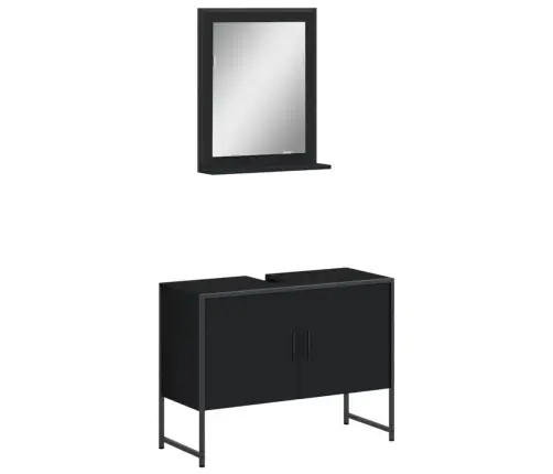 2-Osaline Vannitoakapi Komplekt, Must, Tehispuit