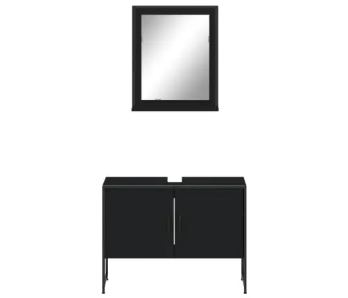 2-Osaline Vannitoakapi Komplekt, Must, Tehispuit