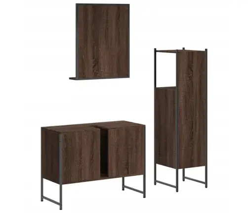 3-Osaline Vannitoakappide Komplekt, Pruun Tamm, Tehispuit