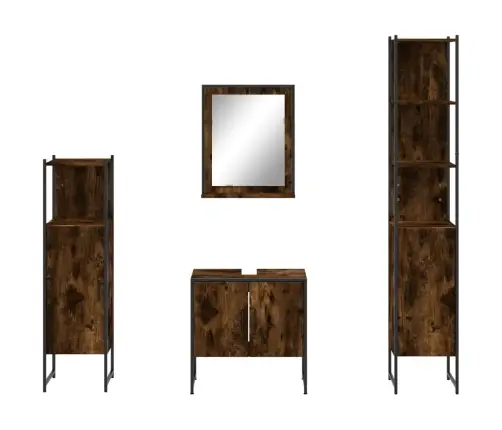 4-Daļīgs Vannasistabas Skapīšu Komplekts, Ozolkoka Krāsa Vidaxl