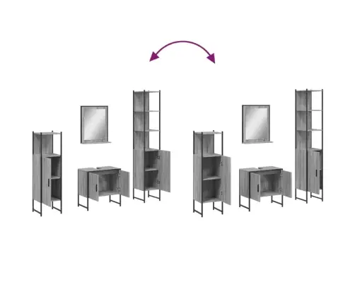 4-Daļīgs Vannasistabas Skapīšu Komplekts, Pelēka Ozolkoka Krāsa Vidaxl