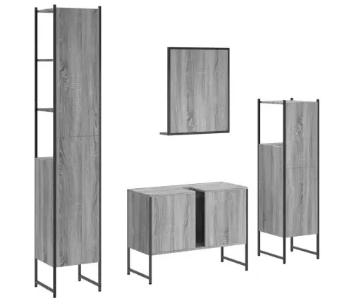 4-Daļīgs Vannasistabas Skapīšu Komplekts, Pelēka Ozolkoka Krāsa Vidaxl