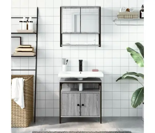 2-Daļīgs Vannasistabas Mēbeļu Komplekts, Pelēka Ozolkoka Krāsa Vidaxl 2-Daļīgs Vannasistabas Mēbeļu Komplekts, Pelēka Ozolkoka Krāsa Vidaxl