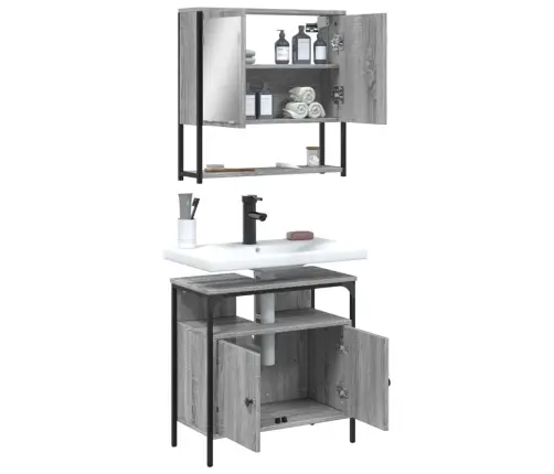 2-Daļīgs Vannasistabas Mēbeļu Komplekts, Pelēka Ozolkoka Krāsa Vidaxl 2-Daļīgs Vannasistabas Mēbeļu Komplekts, Pelēka Ozolkoka Krāsa Vidaxl