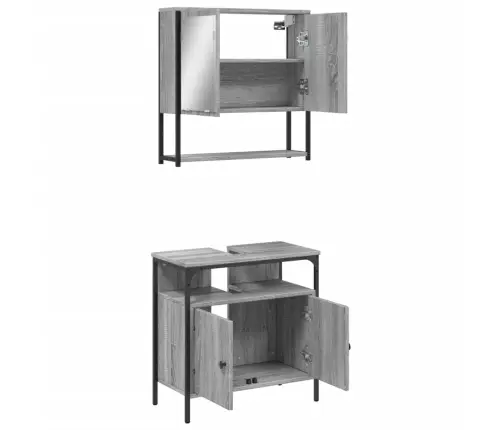 2-Daļīgs Vannasistabas Mēbeļu Komplekts, Pelēka Ozolkoka Krāsa Vidaxl 2-Daļīgs Vannasistabas Mēbeļu Komplekts, Pelēka Ozolkoka Krāsa Vidaxl