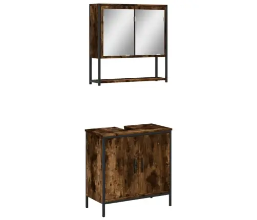 Vonios Baldų Komplektas, 2 Dalių, Dūminio Ąžuolo, Mediena