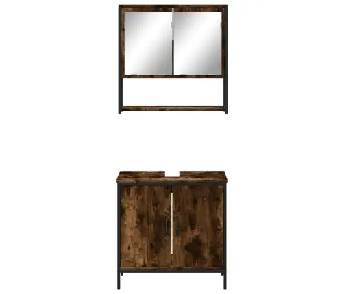 Vonios Baldų Komplektas, 2 Dalių, Dūminio Ąžuolo, Mediena