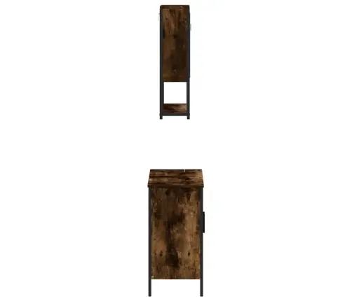 Vonios Baldų Komplektas, 2 Dalių, Dūminio Ąžuolo, Mediena