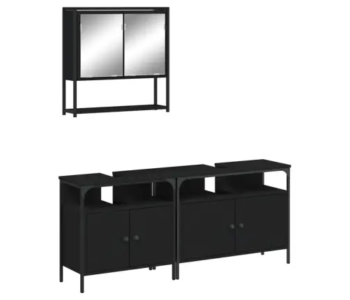 3-Daļīgs Vannasistabas Mēbeļu Komplekts, Melns, Koks Vidaxl