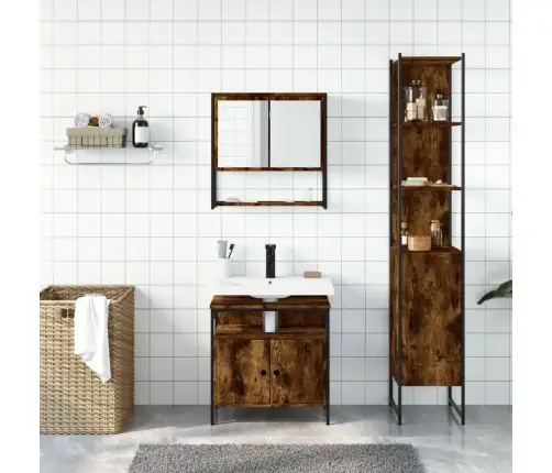 3-Daļīgs Vannasistabas Mēbeļu Komplekts, Ozolkoka Krāsa Vidaxl