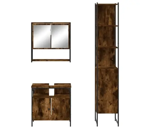 3-Daļīgs Vannasistabas Mēbeļu Komplekts, Ozolkoka Krāsa Vidaxl